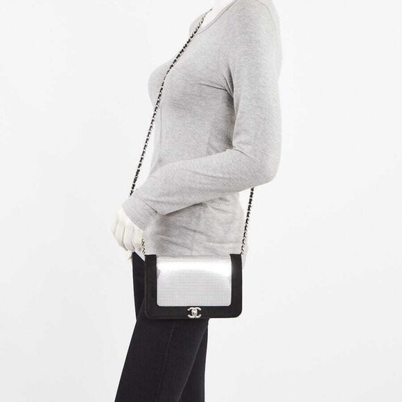 CHANEL Handbags - Chanel Black Velvet and Mirror Sequin CC WOC Clutch Bag